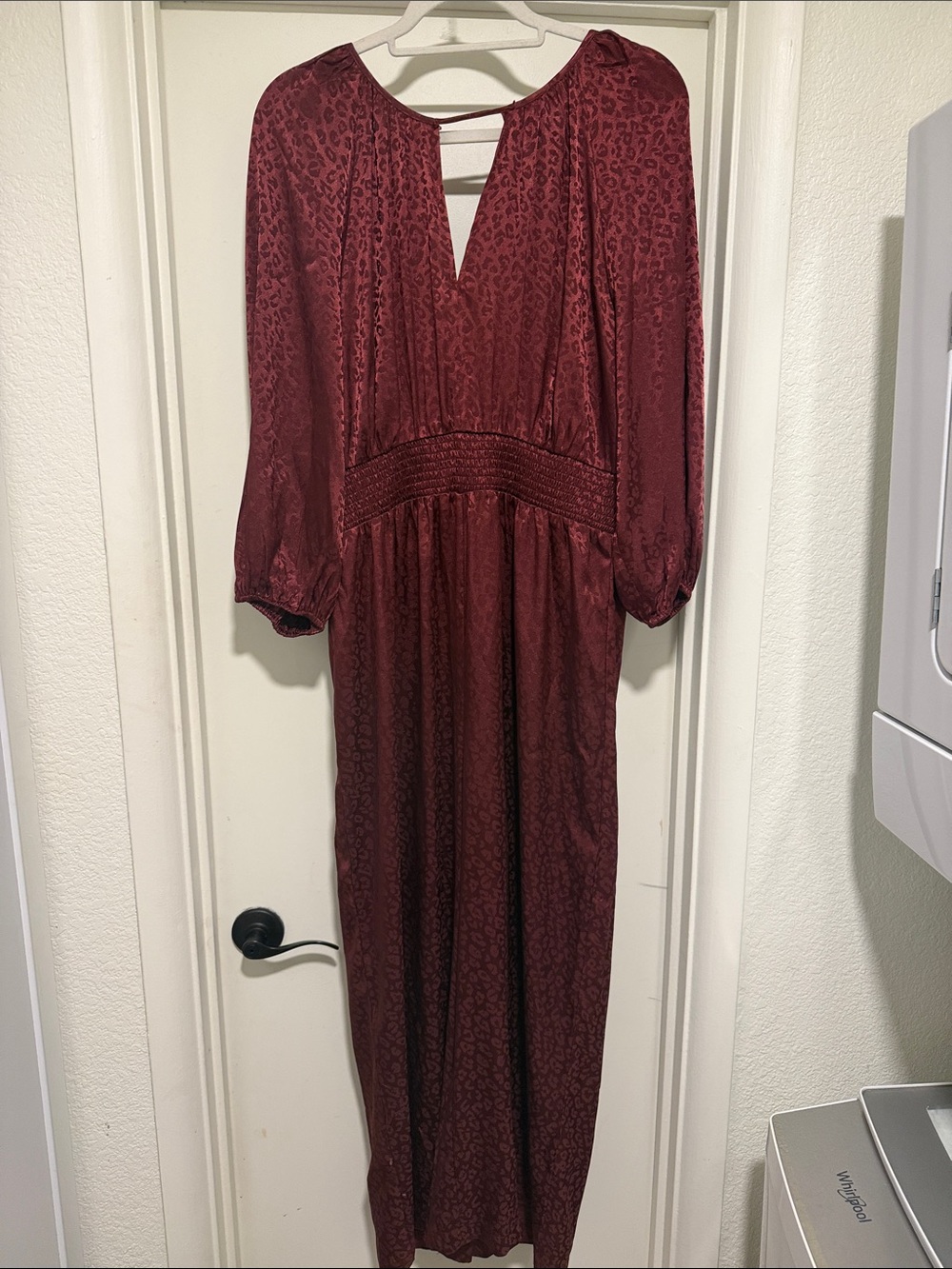 Wide Legged Burgundy Long Sleeve Jumpsuit / Romper